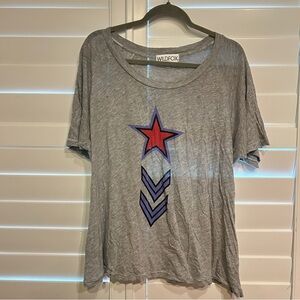 Wildfox Star Graphic Tee Grey Multi Size Large